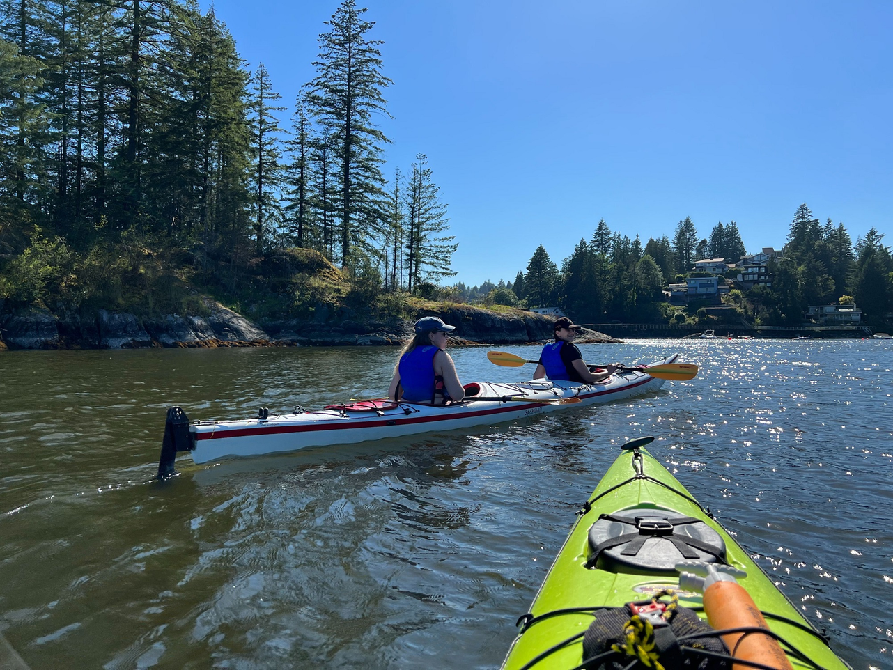 kayaking towards islands