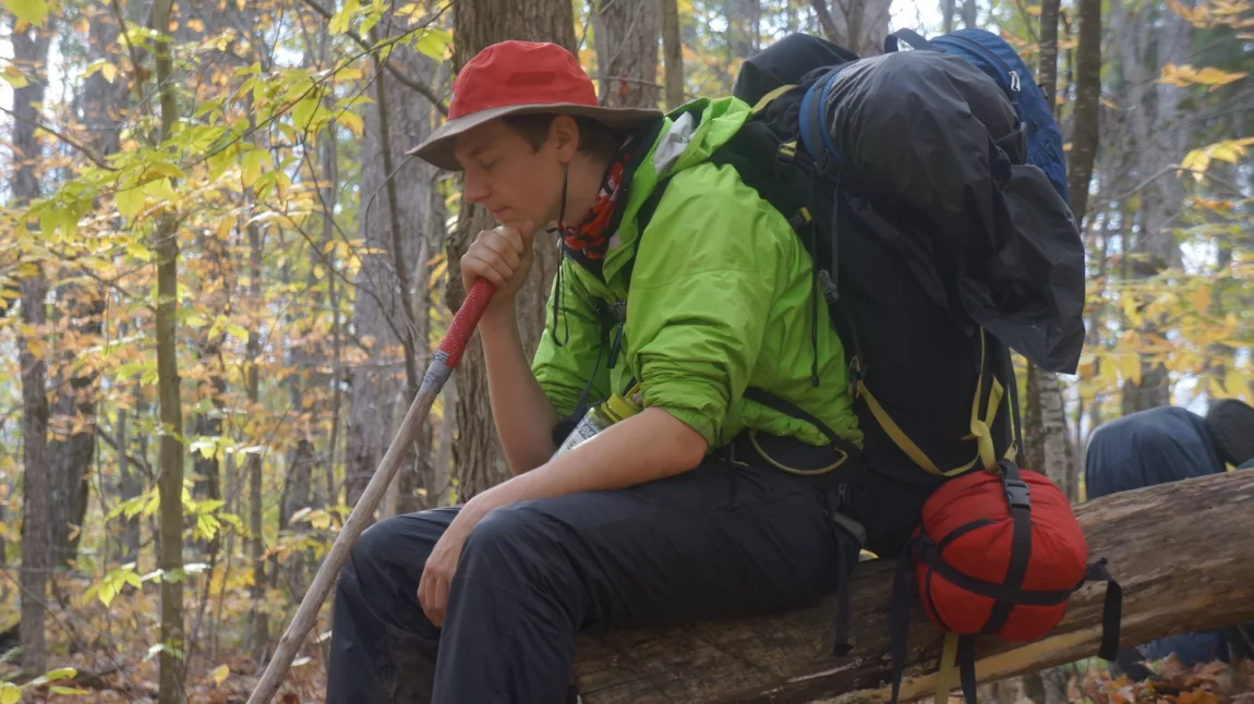 Student from Fleming College in Ontario on a backpacking trip
